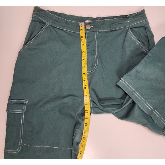 Rachel Paige Green Cargo Pants Women L Utility Wide Leg Workwear - Picture 3 of 10
